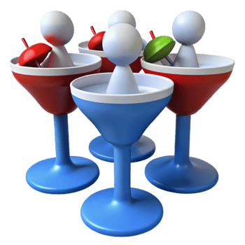Group of Characters Inside Martini Glasses png