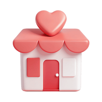 Cute 3D House with Heart on Top png