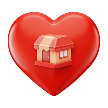 Red Heart with Small Store Illustration png