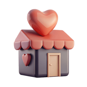 3D House with Heart on Top png