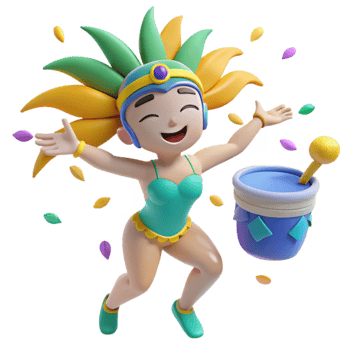 Cheerful 3D Character in Festive Costume png