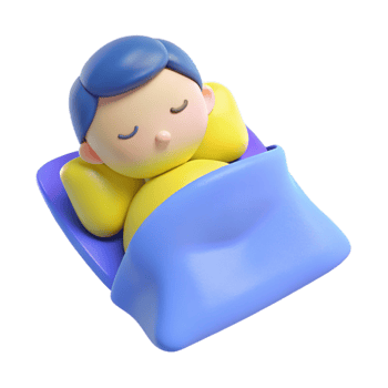 3D Render of a Cute Cartoon Person Sleeping png
