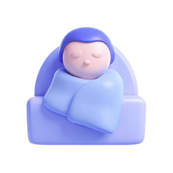 3D Render of a Sleeping Baby in a Crib png