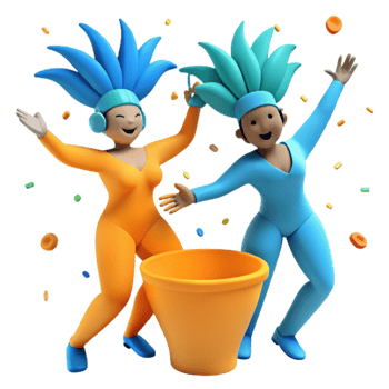 Celebrating with Confetti Two Characters in Festive Attire png