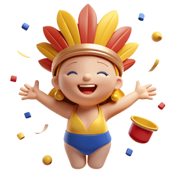 Cheerful Cartoon Character with Festive Headband png