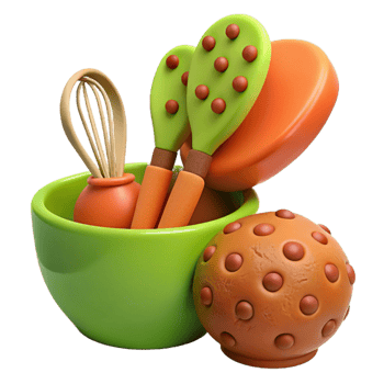 3D Rendered Kitchen Utensils in a Bowl png