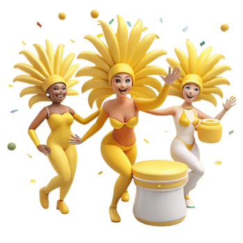 Three Women in Yellow Costumes Celebrate png