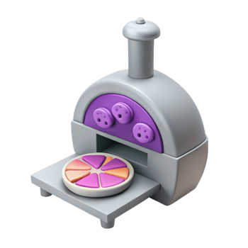 3D Render of a Purple and Grey Pizza Oven with a Pizza Inside png