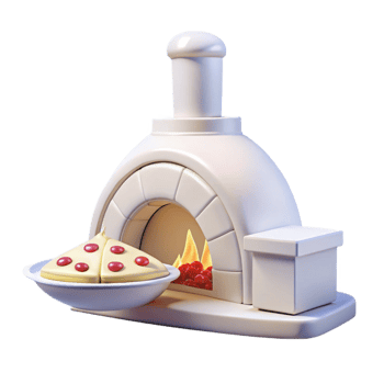 Pizza in a White Brick Oven png