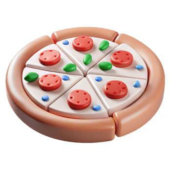 3D Render of a Pizza with Pepperoni and Green Peppers png