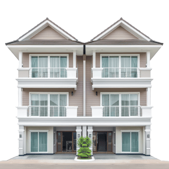 Duplex front view full length isolate on transparency background png