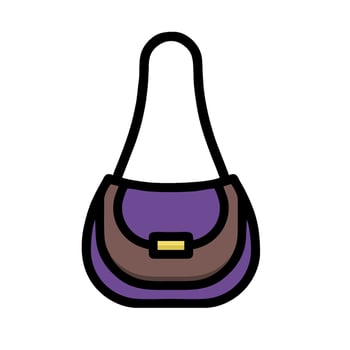 A purple purse with a brown handle vector