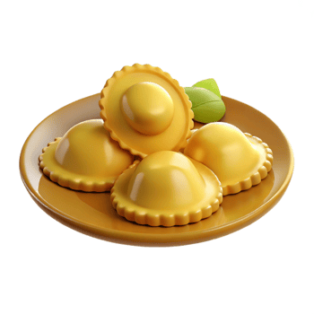 Delicious Ravioli with Basil Garnish png