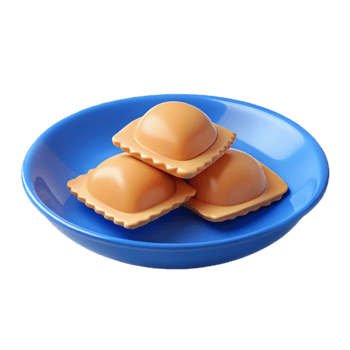 Ravioli on a Blue Plate png