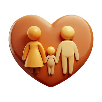 Family Icon in Heart Shape 3D Illustration of a Family Unit png