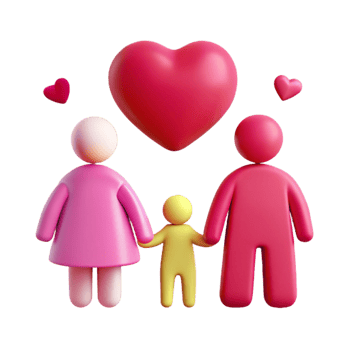 Family Love 3D Illustration of a Family with a Heart png