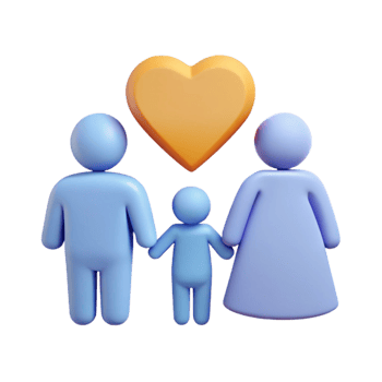 Family of Three with Heart Icon png