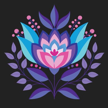 A purple and blue lotus flower on a black background vector