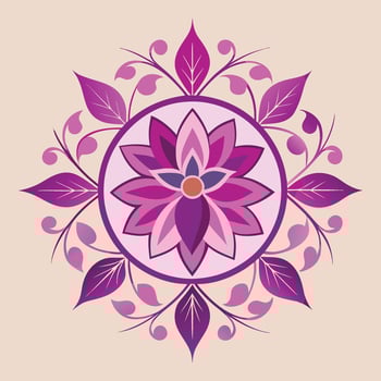 A purple flower with leaves in the center vector