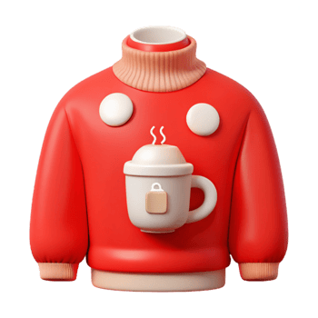 Red Sweater with a Cup of Coffee png