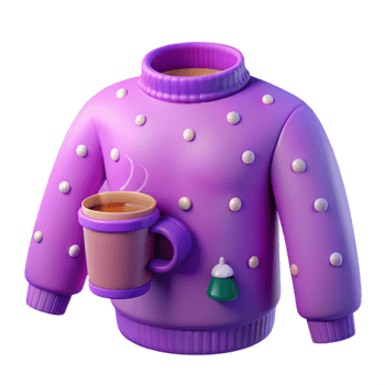 Cozy Winter Sweater with a Cup of Hot Beverage png
