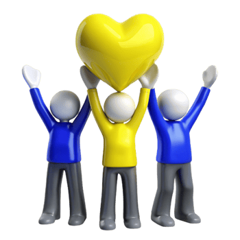 Three People Holding Up A Yellow Heart png