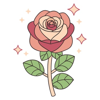 Charming pastel rose with geometric accents in minimalist style vector