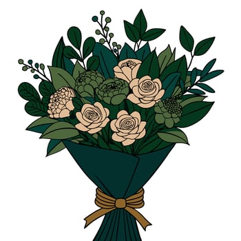 Elegant bouquet of roses in modern style illustration vector