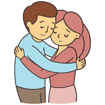 Affectionate couple in pastel colors illustration embracing with love vector
