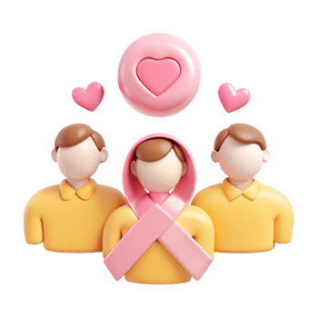 Support and Awareness A Group of People with Pink Ribbon png