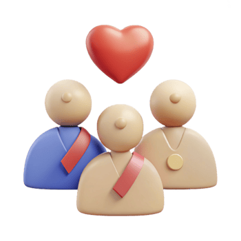 3D Rendered Illustration of a Group of People with a Heart Above Them png