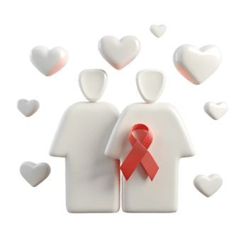 Love and Support Couple with Awareness Ribbon png