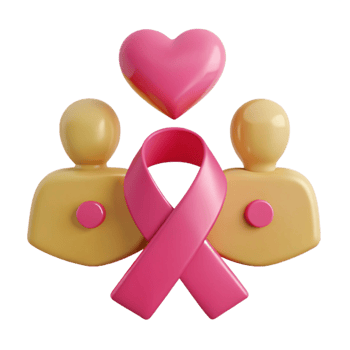 Pink Ribbon, Heart, and Two People A Symbol of Support and Love png