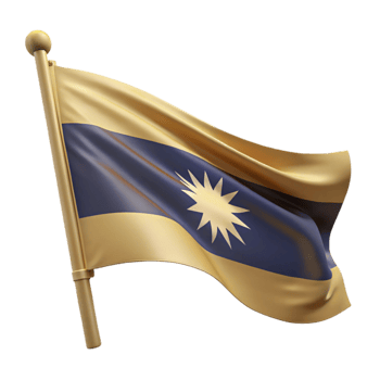 Waving Flag with Gold and Blue Stripes and a Star png