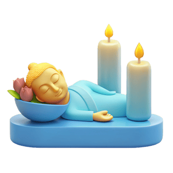3D Rendering of Buddha Sleeping with Candles png