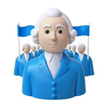 3D Cartoon Illustration of People Holding Flags png