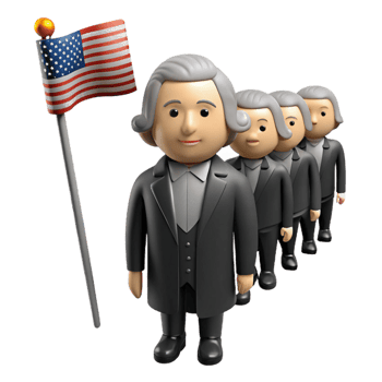 Line of Men in Suits Holding an American Flag png