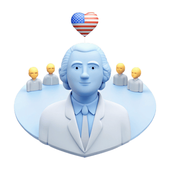 American Patriotism A 3D Rendering of a Man with an American Flag Heart png