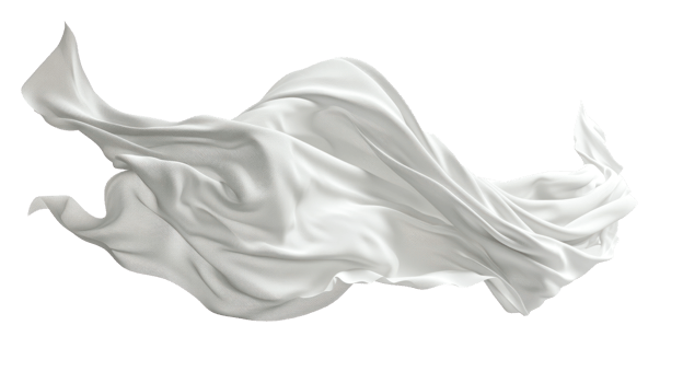 floating white fabric blowing isolate on transparency background png
