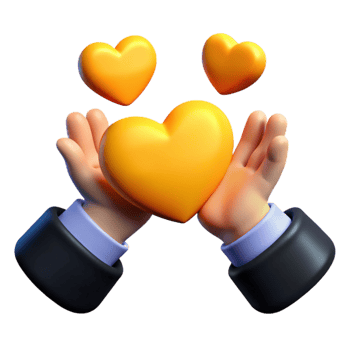 3D Rendering of Hands Holding a Heart png