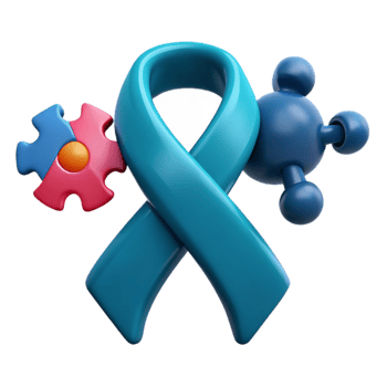 Blue Ribbon, Puzzle Piece, and Molecular Structure A Symbol of Awareness png