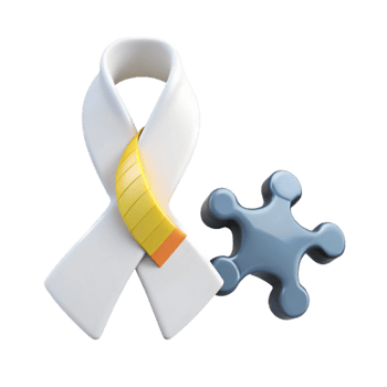 White Ribbon and Puzzle Piece Symbol of Support and Understanding png