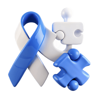 Blue Ribbon and Puzzle Pieces Symbol of Support and Understanding png