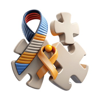 Puzzle Pieces with Ribbon Symbol of Support and Unity png