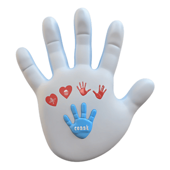 Handprint with Symbols Hearts, Handprints, and the Word Coask png