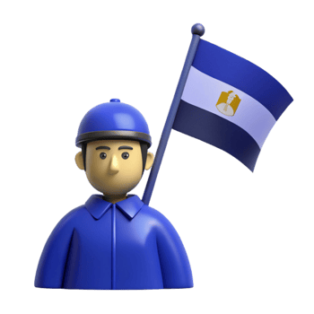 3D Cartoon Character Holding a Flag png