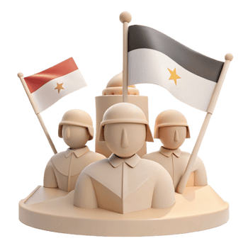 Three Soldiers Holding Flags with a Star png