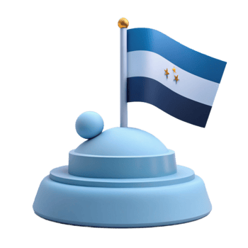 3D Render of a Flag with Three Stars on a Blue Stand png