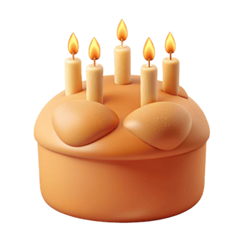 Birthday Cake with Five Candles png