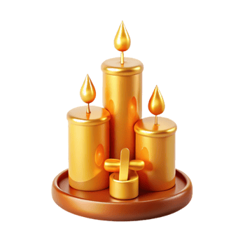 Golden Candlestick with Three Candles png